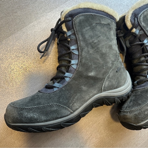Patagonia Lugano Lace High Waterproof Boot Women's suede $199 Sz 9.5 primaloft - Picture 3 of 8
